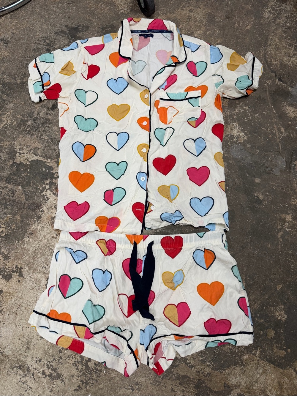 Katie Kime Heart-Print Pajama Set - Multicolor Large PJ